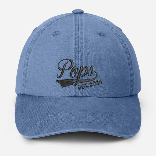 Custom Pop Embroidered Hat, Personalized Est. Year Baseball Cap, Vintage Grandpa Hat, Pop Hat for Grandfather, Best Dad Birthday Gifts