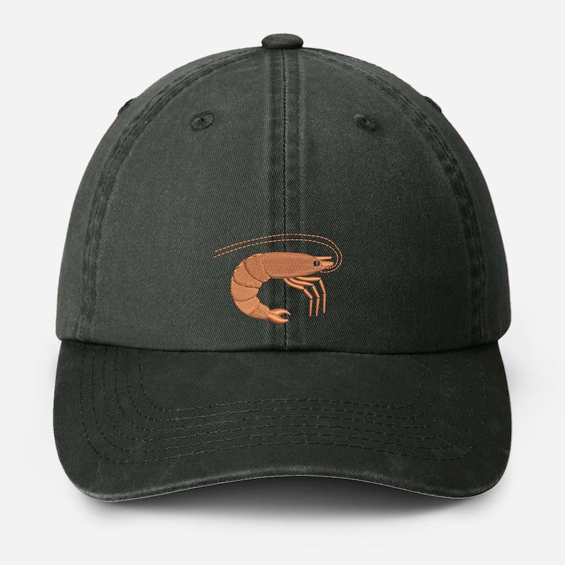 Shrimp Embroidered Baseball Hat, Vintage Style Dad Adjustable Strap Hat, Shrimp Prawn Fathers Day Hat, Seafood Lover Gifts, Fisherman Gifts