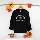 Halloween Embroidered Sweatshirt, Personalised Text/Date Crewneck University Fall Jumper, Vintage Halloween Theme Pumpkin Embroidery Costume